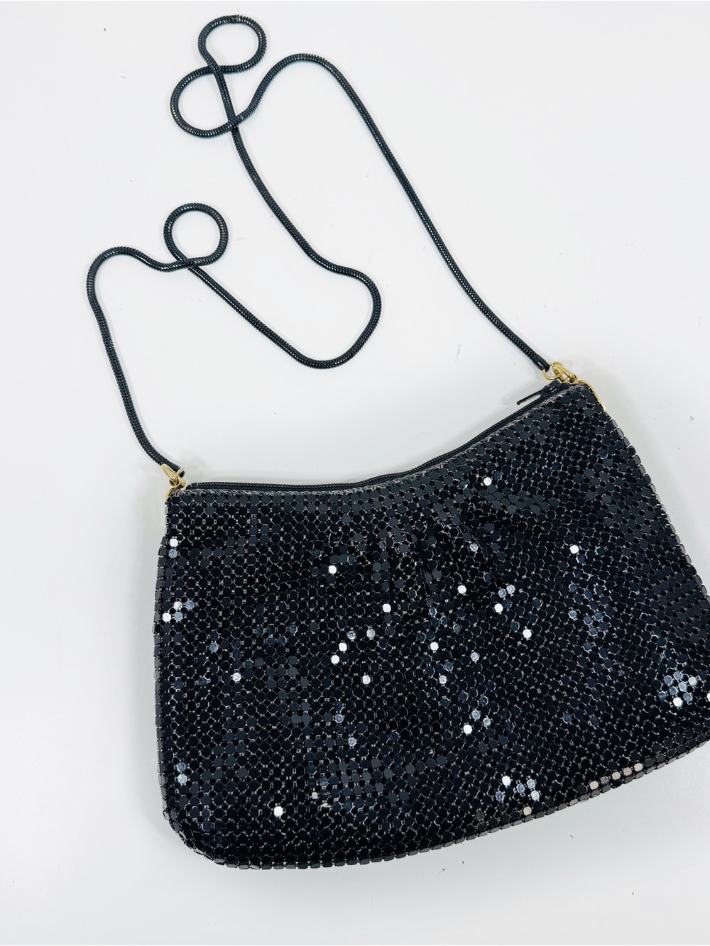 Black Chainmail Crossbody Shoulder Evening Bag - Picture 2 of 7